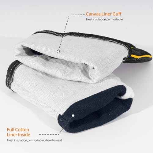 Leather MIG Welding Gloves - Heat Fire Resistant for Welding/Grilling/BBQ/Fireplace/Pot Holders For Oven