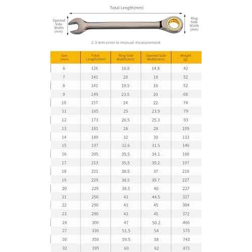 Meccion Combination Wrench 6mm Metric Open End Ratcheting Wrench - Industrial Grade Gear Spanner with Grey Nickle Plated