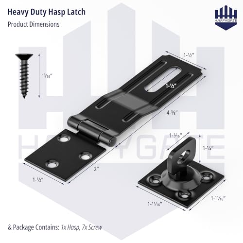 HAPPYGATE Black Swivel Staple Safety Hasp Lock with Twist Knob - 1pc
