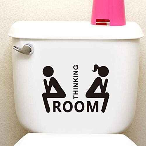 Maydahui 2 PCS Thinking Room Wall Decals 8.6 inch Sticker Decor Black Art Vinyl Mural Sign for Cafe Shop Office Toilet Hotel Closestool Bathroom Salon Home