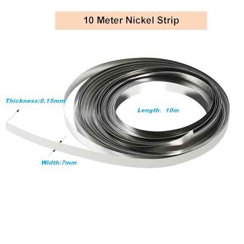 Nickel Strips for Battery Welding, 0.15mm Thickness, 7mm Width, 10m Roll - Durable Nickel Tape for Lithium Ion Battery Pack Assembly and Spot Welding