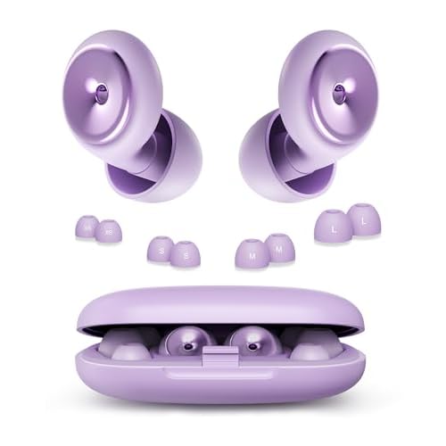 Ear Plugs for Sleeping Noise Cancelling Earbuds:45db Loop Earplugs for Concerts/Shooting/Travel/Snoring Silicone Hearing Protection Sleep Ear Plugs with Reusable 8 Ear Tips (Light Purple)