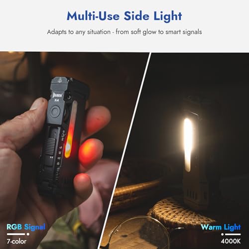 WUBEN X4 Rechargeable EDC Flashlight Black with Multi-Mode RGB Light