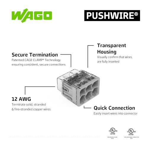 WAGO WALL-Nuts Pushwire Splicing Connectors 6-Conductor Gray Box of 50