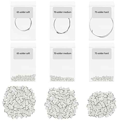 Sadnyy 330 Pcs 3 Grams Silver Jewelry Solder Chip and 3 Pcs Soft Medium Hard Silver Solder Wires, Ultra Tiny Medium Density Precut Chips Easy Welding Equipment for Jewelry Making 2 x 2 mm (E, M, H)