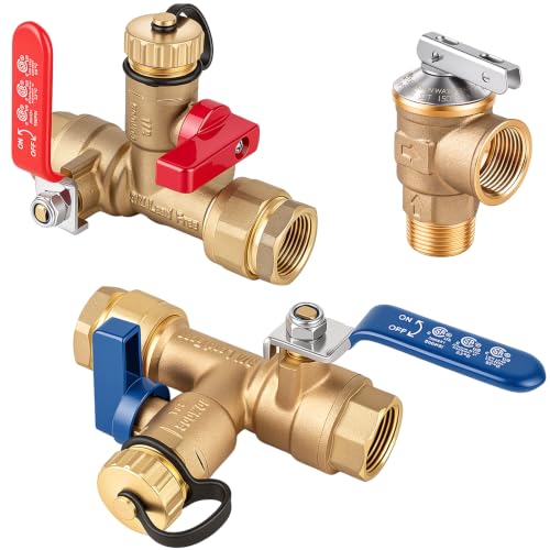 Janhemei 3/4 Inch IPS Tankless Water Heater Relief Valve Kit | Lead-Free Brass