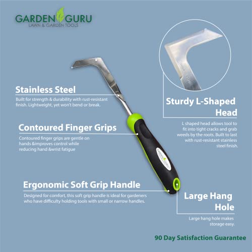 Garden Guru 1 Pack Patio Crack Weeder Tool Stainless Steel Ergonomic Handle