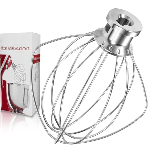 K45WW 6-Wire Stainless Steel Whip Attachment for KitchenAid 4.5/5 Qt Tilt-Head Mixers (Fits K45, KSM75, KSM90, KSM95, KSM100, KSM110, KSM150, KSM152, KSM155) - Dishwasher Safe