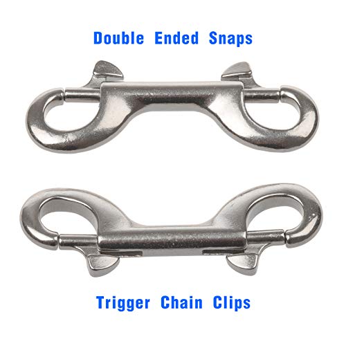 Marine Grade Double Ended Bolt Snap Hooks 3.5 Inch Stainless Steel Clips for Water, Pet, Agriculture, Horse Leash (2 Pack)
