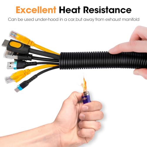 YesBes 1" x 40ft Black Split Wire Loom Tubing - Electrical Conduit & Protector