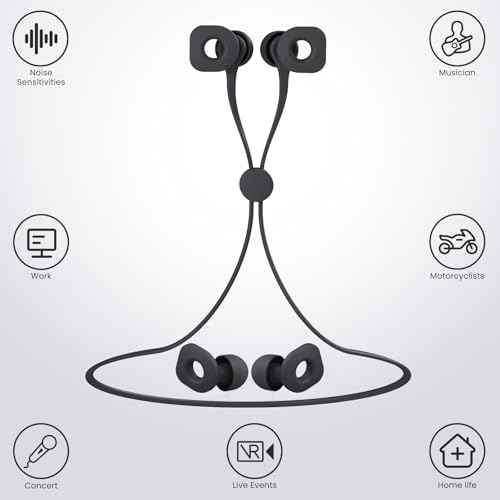 2 Pairs of Ear Plugs for Sleeping,Reusable Hearing Protection Earplugs with 8 Pairs Ear Tips & One Connector Cord,Soft Ear Plugs for Noise Reduction,Concert,Musician & Work - 25dB-30dB