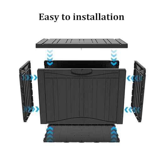45 Gallon Outdoor Storage Box Waterproof Lockable Resin Deck Box Large, Patio Storage Bin for Pool Accessories Cushion Furniture, Garden Tools, UV-Resistant Outside Delivery Black