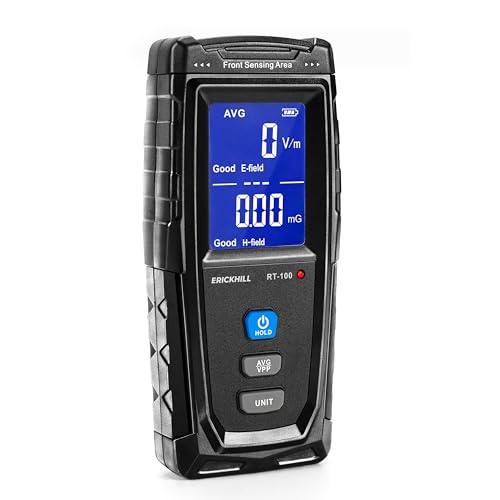 ERICKHILL Blue EMF Meter - Handheld Digital Electromagnetic Field Detector with LCD & Sound Alarm