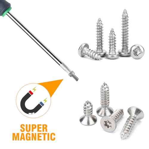 11 Piece Torx Head Screwdriver Bit Set - 1/4 Inch Hex Shank T6 T7 T8 T9 T10 T15 T20 T25 T27 T30 T40 Torx Head Screwdriver Drill Set,S2 Steel 3 Inch Long Drill Bits