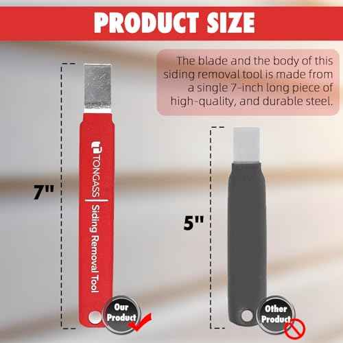 TonGass (1-Pack, 7 Inches) Vinyl Siding Removal Tool with Extra Long Handle, Steel Blade Vinyl Installation and Removal Tool, The Ultimate Vinyls Zip Tools, Avoid Damaging Vinyls Siding Tools