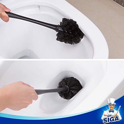MR.SIGA Black Toilet Plunger & Bowl Brush Set with Storage - 2-in-1 Bathroom Cleaning