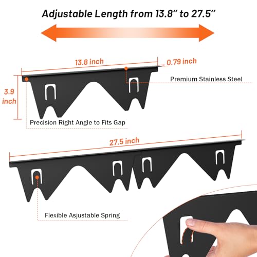 LIFFEE Stainless Steel Stove Gap Covers 2-Pack, Adjustable 13.8"-27.5", Black