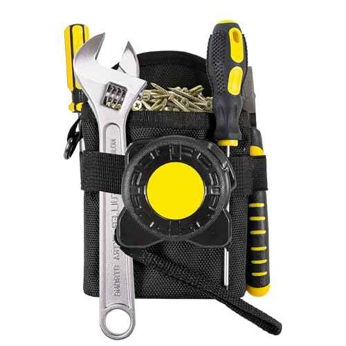Nail/Screw Work Samll Tool Pouch with Belt Clip,Made of Oxford Cloth 1680d Bolt Storage Pouch, Mini Organizer Pocket Attachment for Tool Belt,Electrician, HVAC Tech, Plumber, Carpenter Use