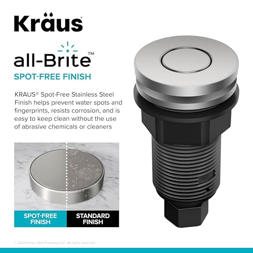 KRAUS Spot-Free Stainless Steel Air Switch Kit for Garbage Disposal with Flat Button - KWDA-200SFS