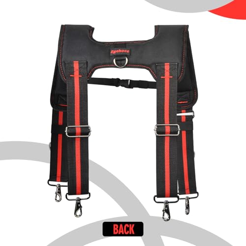 Heavy Duty Tool Belt Suspenders ? Adjustable X-Back Padded Shoulder Harness with Universal Hooks ? Tactical Work Suspenders for Electricians, Carpenters, Construction