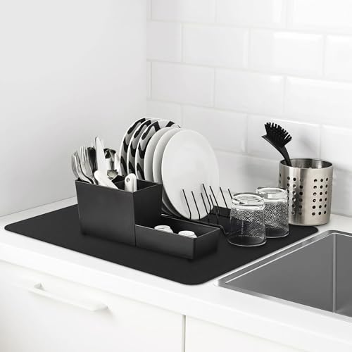 Abalter 28x20 inch Glass Top Stove Cover - Food-Grade Ceramic + Silicone Drying Mat, Black