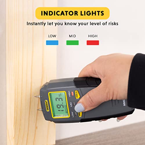 General Tools Moisture Meter Pin Type for Wood & Walls - Water Leak Detection