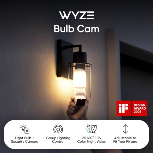 WYZE Bulb Cam 2K HD Smart Security Camera with E26 Socket - 1 Pack