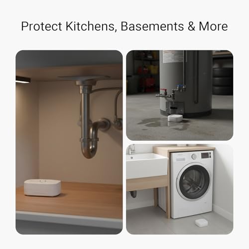 YoLink Water Leak Sensor 4-Pack with 105dB Alarm and Hub - Smart Water Detection Kit, Long-Range IoT Security System