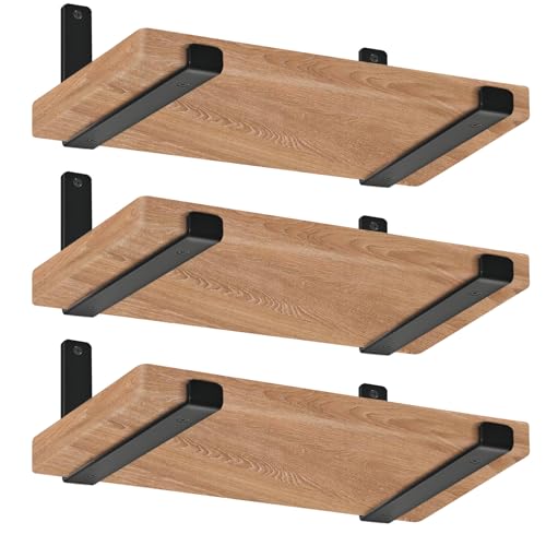 MHMYDZ 12 Inch Heavy Duty Floating Shelf Brackets Black 6-Pack - 11.25" Length