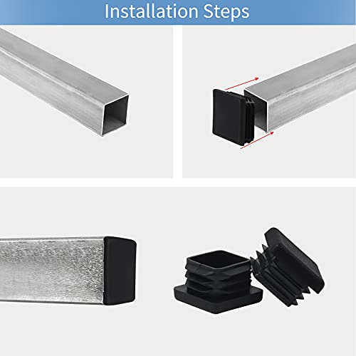 WZB 1x1 Square Tube End Caps 12 Pack - Plastic Fence Post & Chair Glides