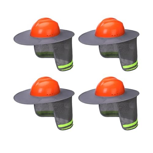 UNCO- Hard Hat Sun Shield, 4 Pack, Gray, Full & Standard Brim Mesh Sunshade High Visibility Reflective, Hard Hat Accessories