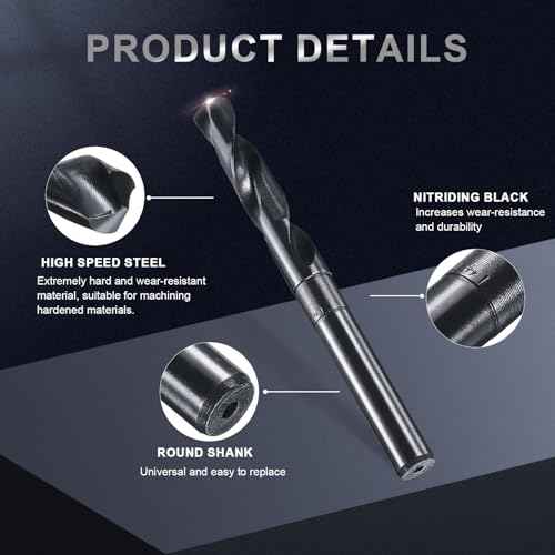uxcell 14mm Drill Bit 1/2" Reduced Shank 4341 High-Speed Twist HSS Nitriding Black 135¡Æ for Light-Duty Soft Metal Aluminum Alloy Wood Plastic