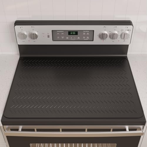 GUDEYIHE 30 x 21 Inch Thickened Silicone Stove Top Cover for Glass Electric Stovetops – XL Protection Mat, Black