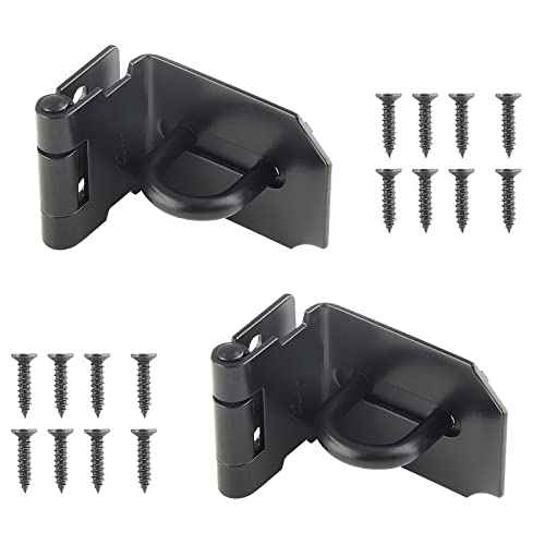 Piutouyar 2Pcs Door Hasp Latch Lock 90 Degree Hasp Right Angle Padlock Latch Safety Hasp Latch Heavy Duty Stainless Steel Door Clasp Hasp Lock Latch with Screws for Shed, Barn, Cabinet(3inch, Black)