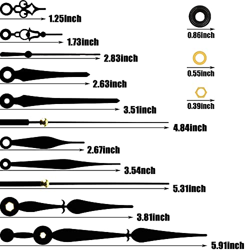 5 Pack Quartz Clock Movements with Hands for DIY Clock Repair and Craft Projects