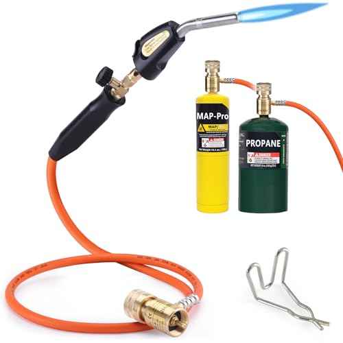 Propane Torch Hose Kit, Mapp Gas Torch Heat 3600¢µ Map Gas Torch Kit Trigger Start & Flame Adjustment, Soldering Welding Torch Fuel by MAPP, Map/Pro,Propane(Includes Cylinder Clip)