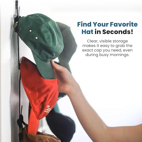 Jokari 2-Pack Over-the-Door Cap Rack Organizer Holds 16 Hats, No Hardware Needed
