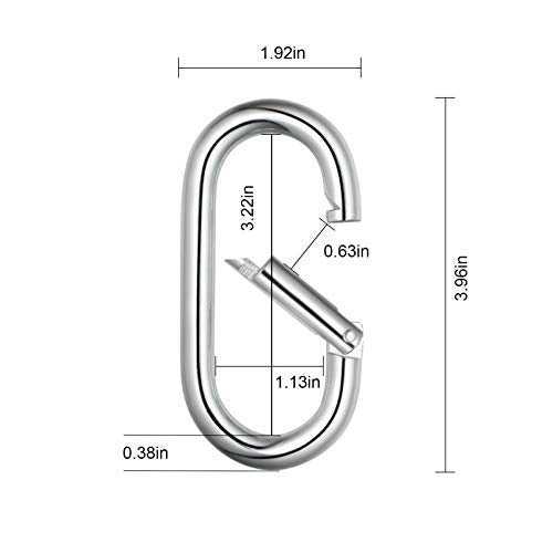 Heavy Duty Carabiner Clips 4 Inch M10x100mm Steel Snaps 2-Pack for Camping & Climbing