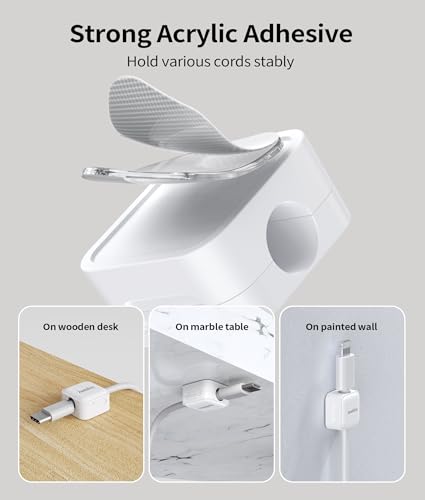 White 9 Pack Magnetic Cable Clips Cord Organizer for Desk & Home