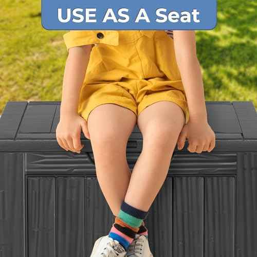 30 Gallon Black Resin Deck Box - Lockable, Waterproof Outdoor Storage for Patio Cushions, Garden Tools & Package Delivery - UV-Resistant Utility Container for Porches, Balconies