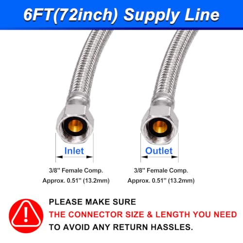 SPUREST 6 ft Dishwasher Water Supply Line with 3/8" Female Connectors, Food-Grade PEX Inner
