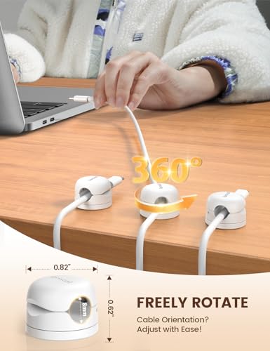 Lamicall Snow White 6-Pack Rotatable Cord Organizer with Spring Lock