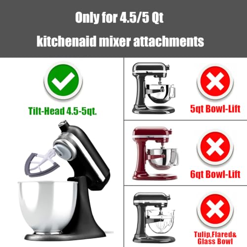Vaxaape Flex Edge Beater for KitchenAid 4.5-5 Quart Tilt-Head Stand Mixers Grey