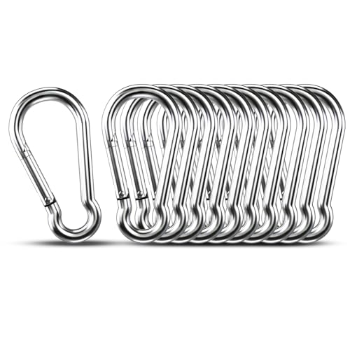 M4-1.57 Inch Stainless Steel Carabiner Clips 10 Pack - Heavy Duty Spring Snap Hooks