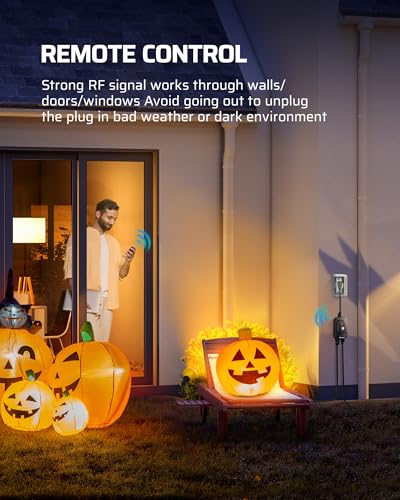 Outdoor Timer with Photocell & Remote Control, 100FT RF Range, Waterproof