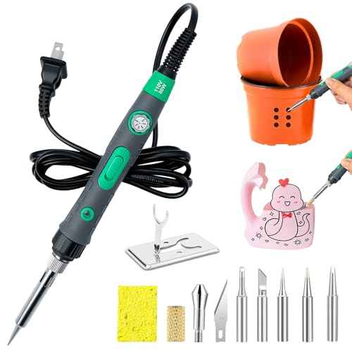 Plant Pot Perforator & Electric Hot Knife,Plastic Flowerpots Drilling,2-in-1 Soldering Iron for DIY Plant Pot Drainage Hole, Flowerpot Cutting,With 7 Drill Bits,Planting Tools with Temperature Control