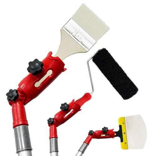 Multi-Angle Paint Brush Extender Red, Paint Edger Tool for High Ceilings, Extension Pole Attachment Holder for Paint Brush,Roller, Scraper, Rotating Head, Paint Pole Extension Device