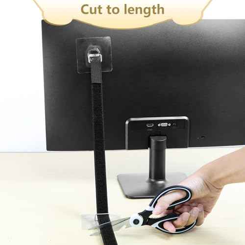 4 Pack Cut to Length TV Safety Straps for Flat Screen, No-Drill TV Anchors for Baby Proofing, Anti-Tip Adjustable Earthquake Straps for Furniture, 16ft Hook and Loop Straps and 8 Adhesive pads