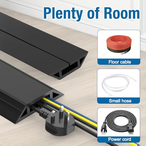 Eapele 10 ft Heavy Duty Floor Cable Cover Protector Black for Home & Outdoor