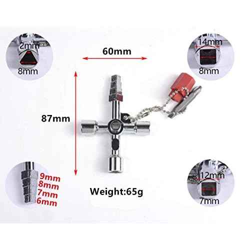4 in 1 Universal Cross Triangle/Square/Round Key, 4 Ways Multifunction Alloy Key Wrench for Train Electrical Elevator Cabinet Valve (4 in 1 Pagoda Key)